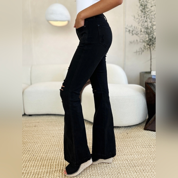 Judy Blue - Womens High Waist Tummy Control Garment Dyed Flare